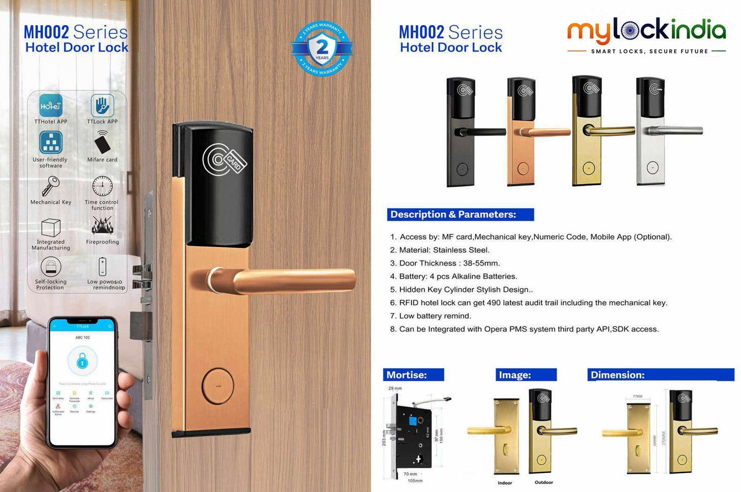 MH002 Smart Hotel Room Security Door Lock