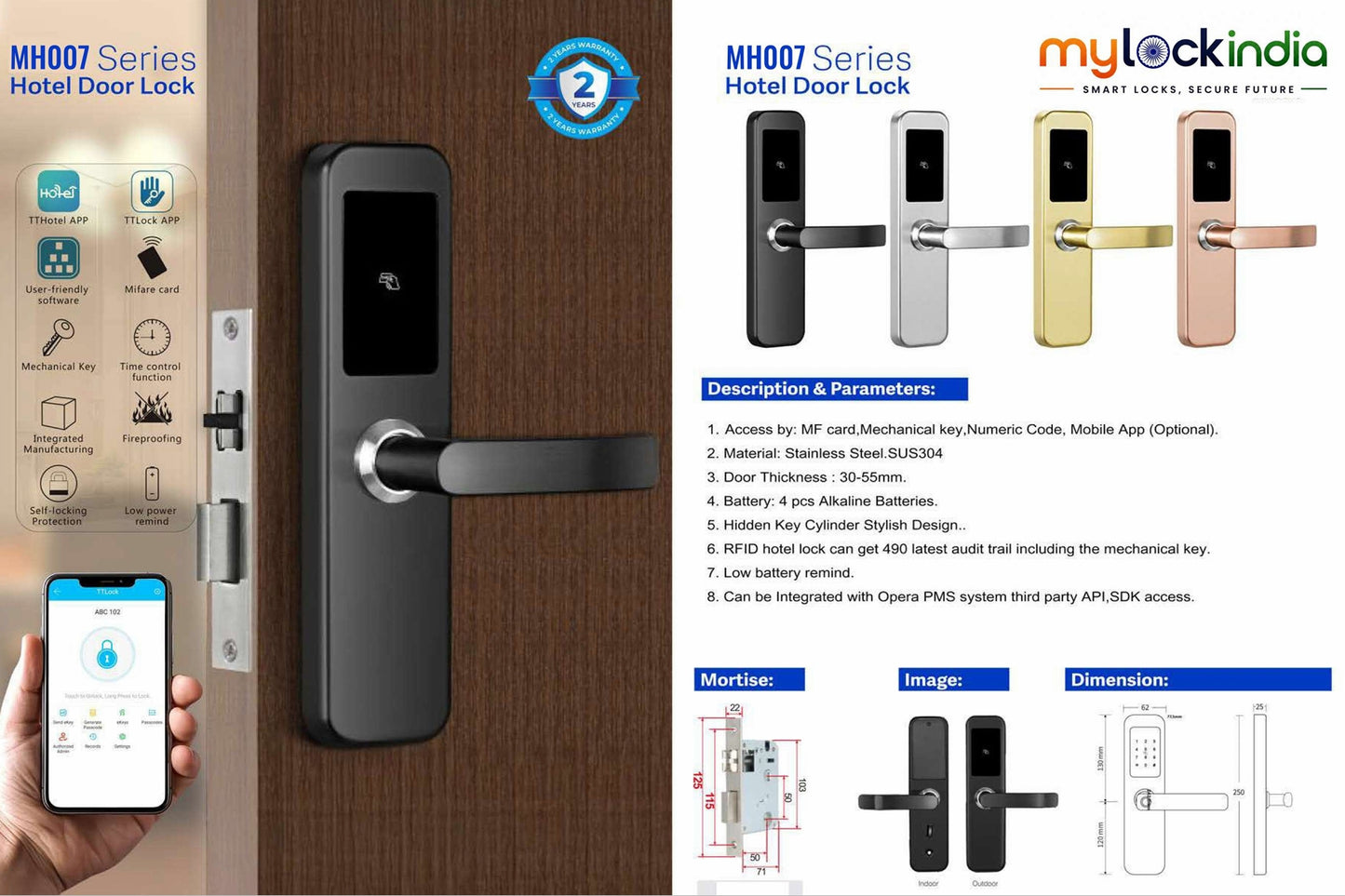 MH007 Premium Digital Hotel Door Lock